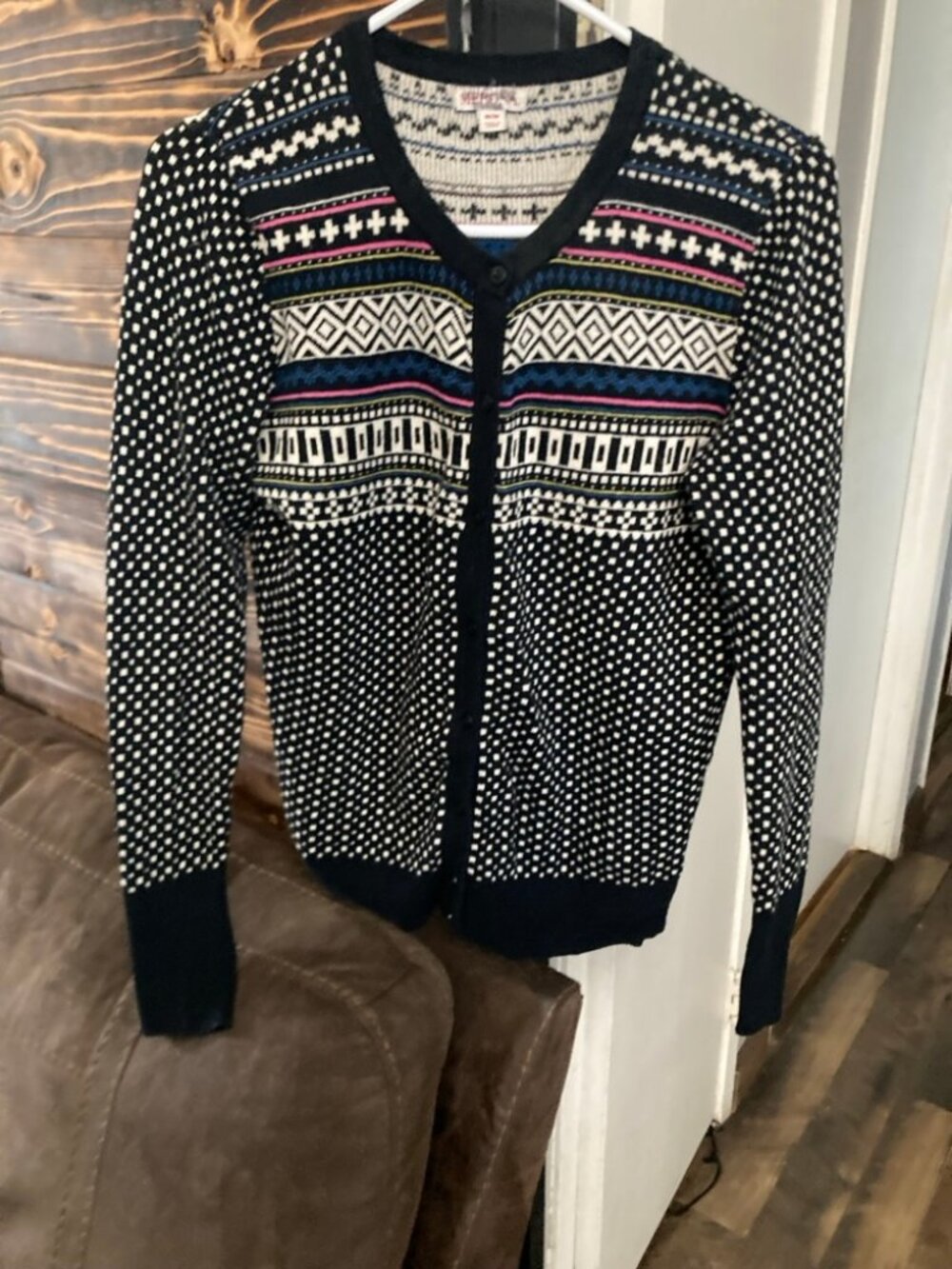 Merona Fair Isle Pattern Button Cardigan Sweater Size M